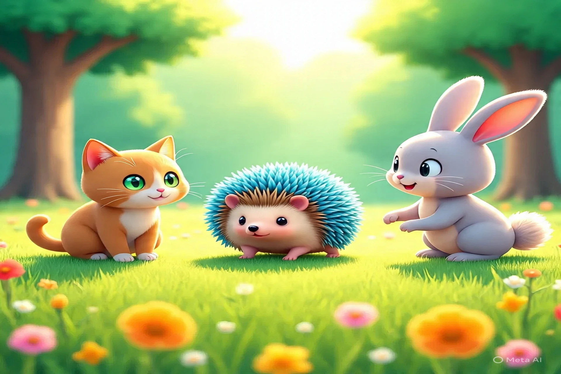 Kelinci dan Kucing Bertemu Landak